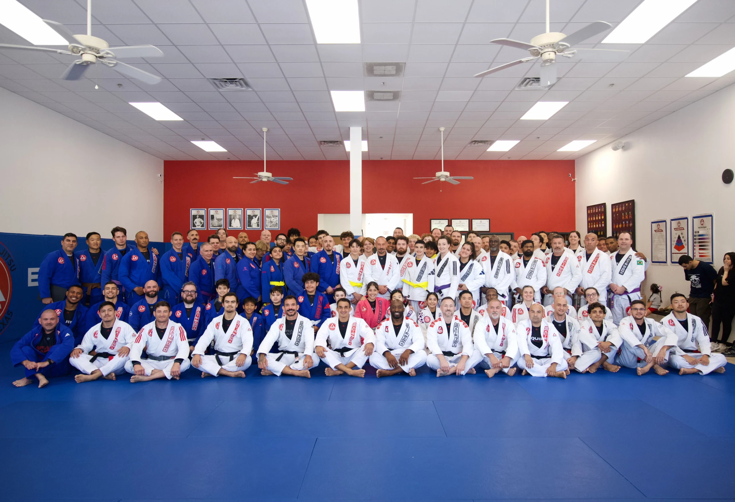 Gracie Barra McKinney students and families together on the mats